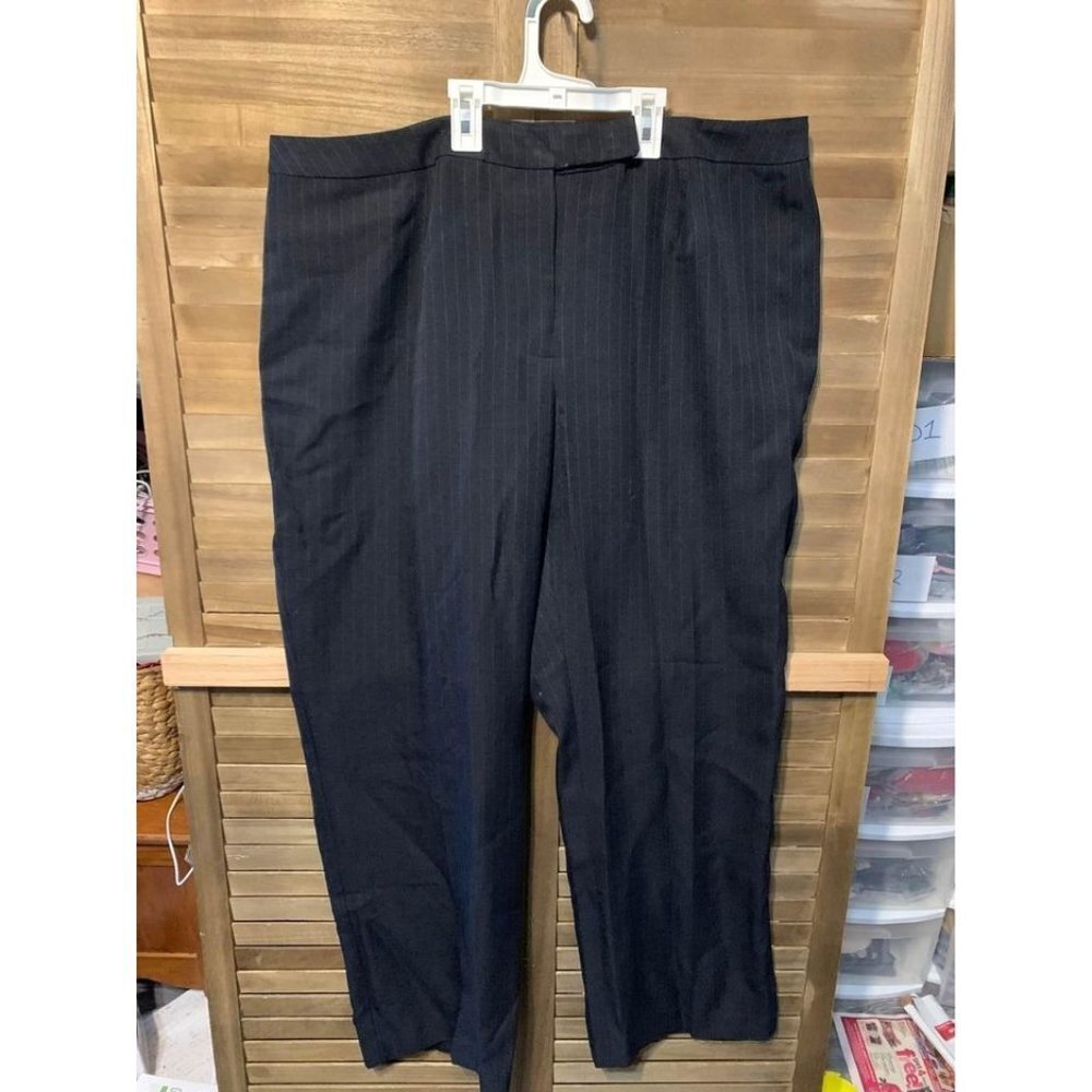 Business Casual Pinstripe Dress Pants Office Y2K Trousers Slacks Black Size 20W
